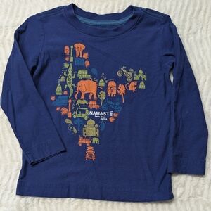 Tea Collection Navy Long Sleeve Tee with India Graphic